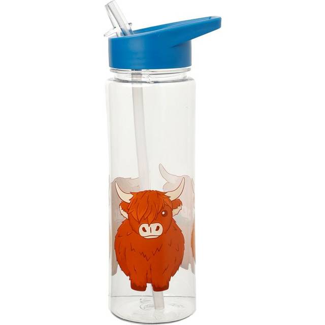 Reusable Highland Coo Cow 550ml Water Bottle With Flip Straw