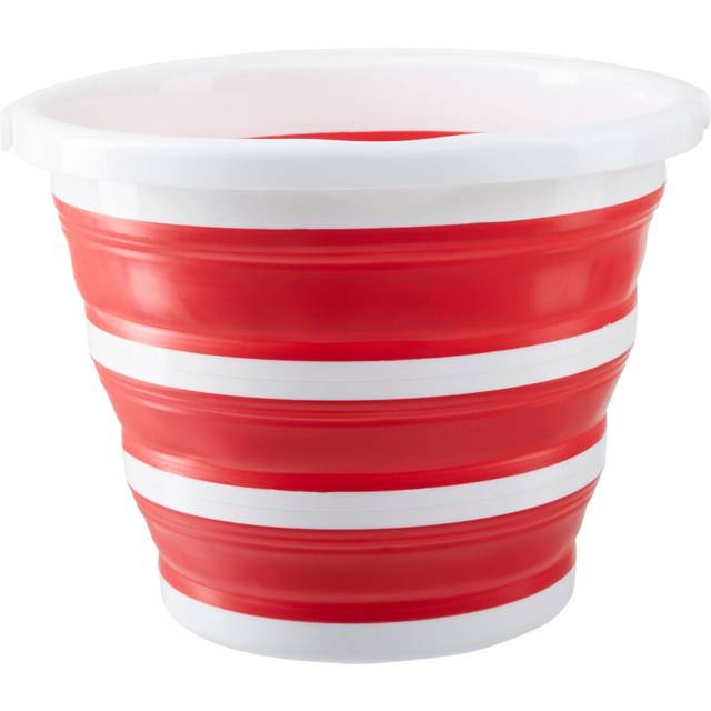 Red White Collapsible Bucket Eco-friendly Rubber