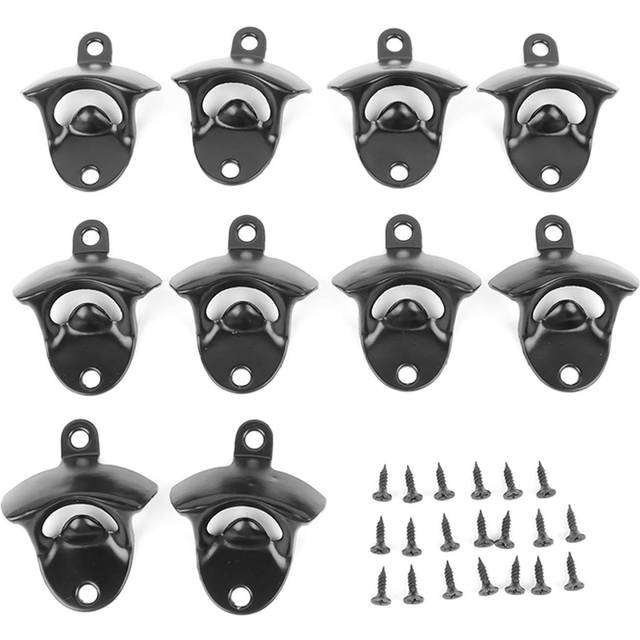 10Pcs Black Beer Bottle Opener Bar Beer Soda Bottle Cap Opener for Restaurant Camping Home Party