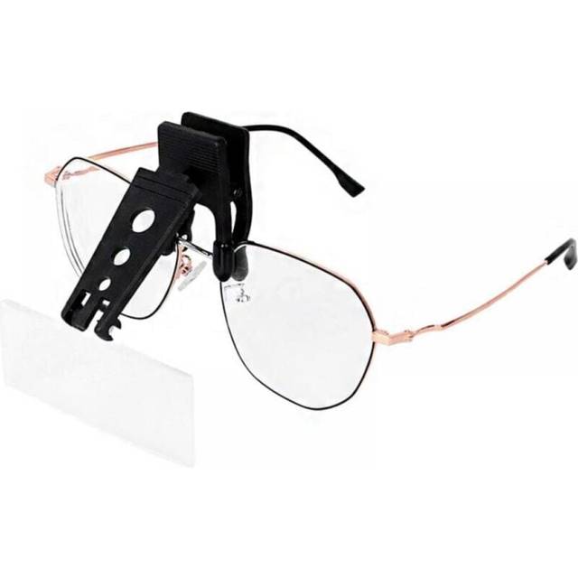 Clip-on Magnifying Glass for Eyeglasses with 3 Interchangeable Lenses, Clip-on and Flip-up Hands-Free 1.5x 2.5x 3.5x for Reading, Sewing, Hobbies, Map