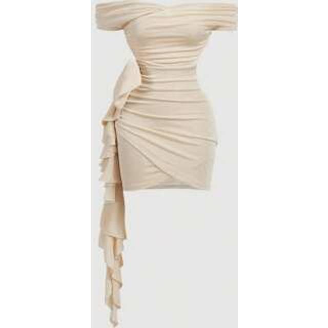 SHEIN Khaki One-Shoulder Wrap Dress With Oversized Bow Detail - Perfect For Parties, Vacations, Dates, Birthday Celebrations, Afternoon Teas, And Festivals,