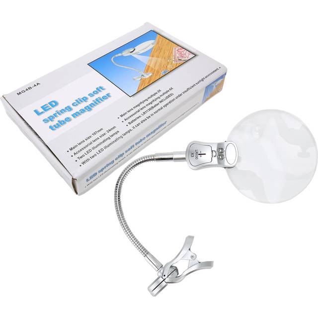 Magnifying glass clamp led light gooseneck desk lamp clamp for reading jewel dts