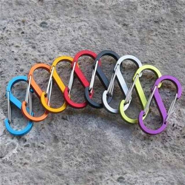 SHEIN S Type Mini Keychain Hook Stainless Steel Carabiner With Lock Anti-Theft Outdoor Camping Backpack Buckle Key-Lock Tool