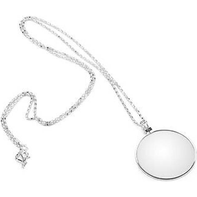 (silver)5x magnifier monocle lens necklace magnifying glass loupe