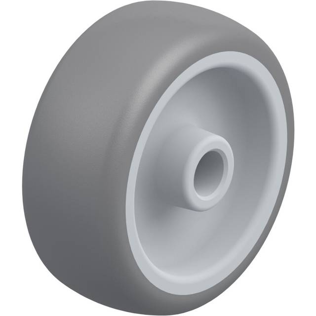 80mm wheel with grey TPR-rubber on polypropylene centre