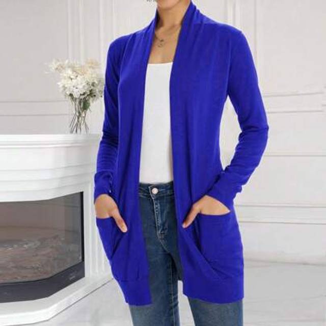 SHEIN Women&#39;s Casual Open Front Cardigan Long Knitted Sweaters Shrug With Pockets