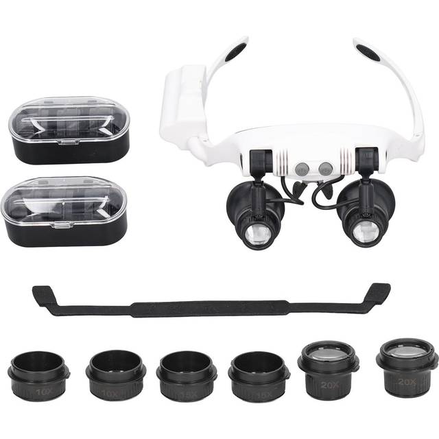 Head Magnifying Glass 10x 15x 20x 25x Hands Free Magnifier with 2 LED Lights Watch Repair Tool