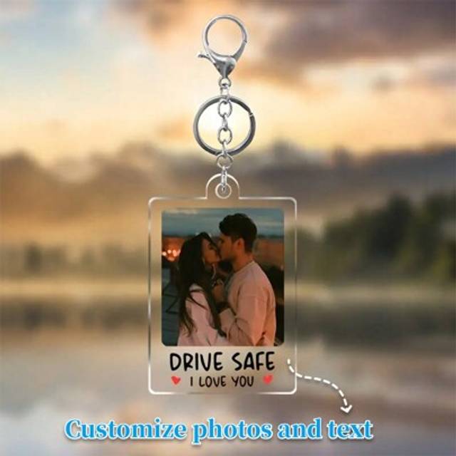 SHEIN 1pc Personalized Custom Photo Keychain, DIY Family Couple Best Friend Photo Keychain, Backpack Pendant, Keychain Lobster Clasp, School Supplies, Back