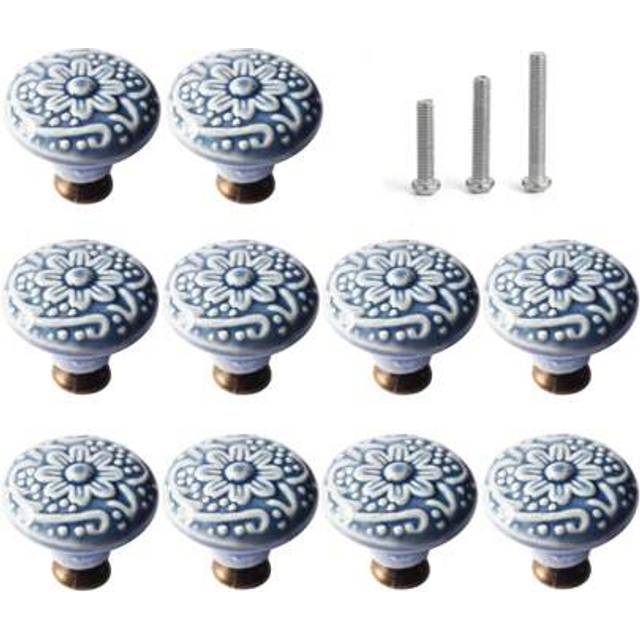 SHEIN 1/2/4/6/8/10/12/15/20pcs 1-2/5 Inch Ceramic Kitchen Cabinet Knobs For Drawer Dresser Knobs Pulls Round Dresser Knobs Drawer Handles And Pulls For Home