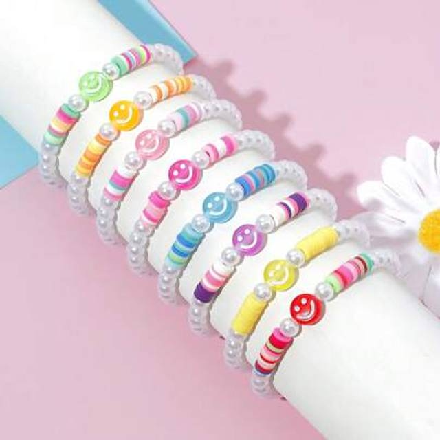 SHEIN 3pcs/Set Random Pearl Clay Bead Bracelet, Suitable For Girls And Everyday Wear