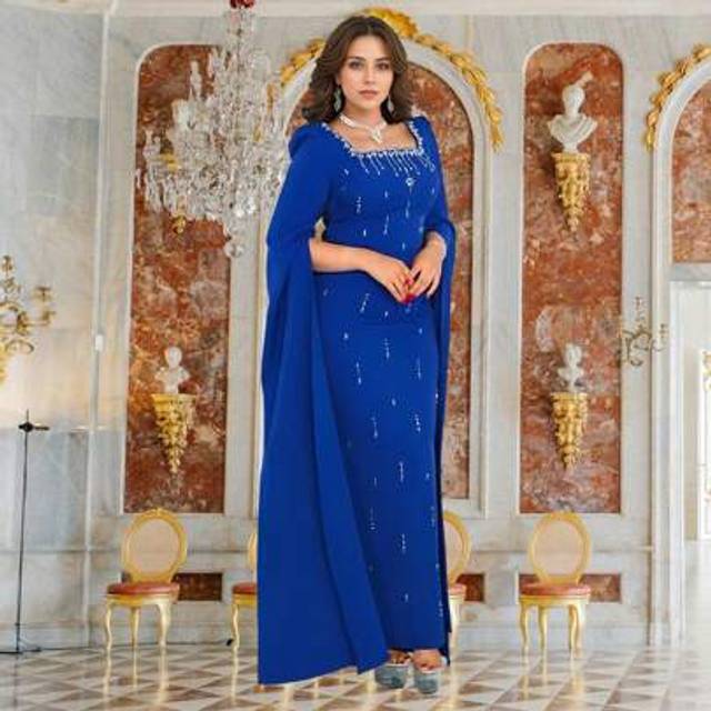 SHEIN Women Cape Full Sleeve Sparkling Rhinestone Party Dress Sexy Night Birthday Elegant Evening Long Dresses