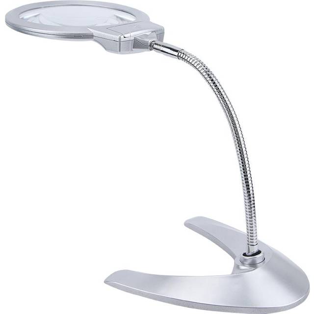 2.5X 5X 130mm Desk Magnifying Glass Magnifier with 2 LED Light white