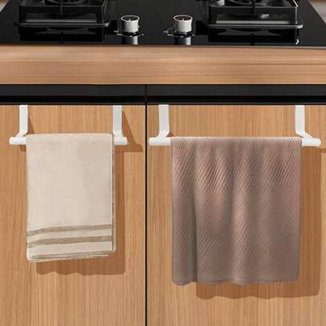 Cirelle 1PC White Single Rod Towel Rack Cabinet Door Back Type Hanging Rack Non-punched Towel Rod