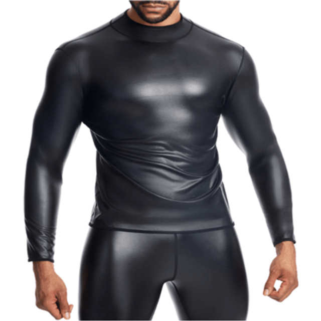SHEIN Leather Jacket Male Youth Pu Leather Jacket Slim Long-Sleeved Casual Leather Shirt Men