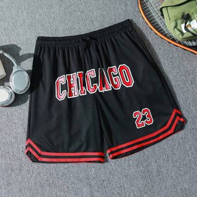 SHEIN Boyfriend StyleÂMen&#39;s American Style Color Blocking Print High Street Fitness Basketball Pants Breathable Mesh Quick-Drying Shorts