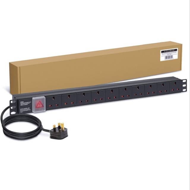 Dynamode 10 Way Extension Lead Power Strip - 13A Multi Plug Switched Power Distribution Unit (PDU) Rack Mount Charging Station with 1.7M Cord Cable
