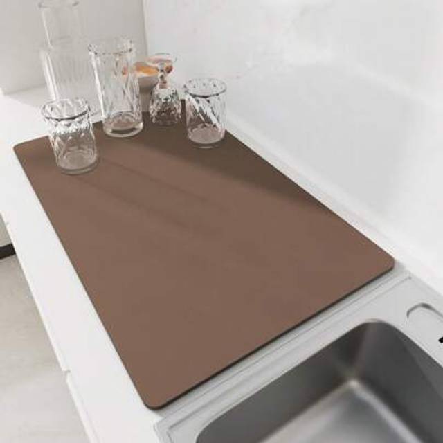 SHEIN Solid Kitchen Drain Mat Super Absorbent Dish Drying Mats Non-Slip Draining Pad Quick Dry Tableware Faucet Placemat Dinnerware