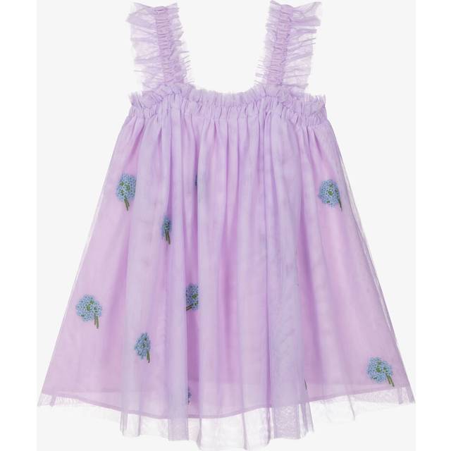 Stella Mccartney Kids Girls Lilac Purple Floral Tulle Dress - 14+ year