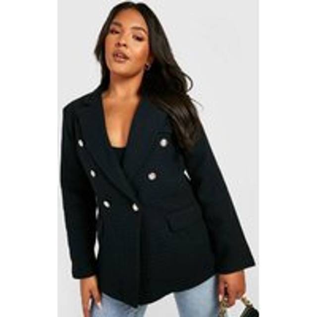 Womens Plus Boucle Blazer - Black - 22
