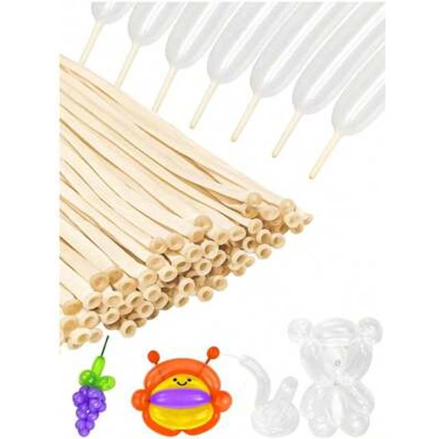 SHEIN 100Pcs Clear 260 Balloons Clear Long Skinny Latex Balloons For Animal Balloons, Premium Quality Balloons For Beginners Balloons Making Carnivals Party