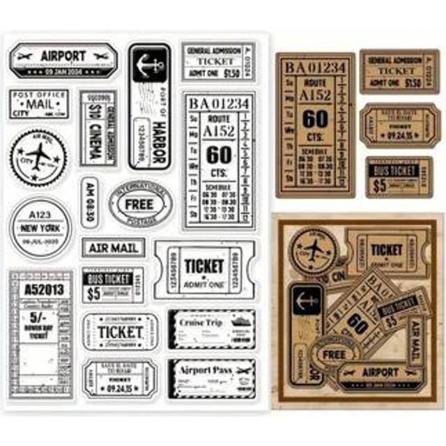 SHEIN 1pc Vintage Travel Ticket Transparent Stamp For Scrapbooking, Card Making And Painting Decoration Back To School,Back To School,School Supplies