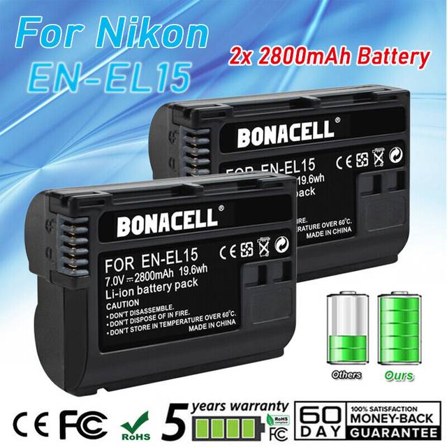 2x en-el15 en-el15a rechargeable battery for nikon d7500 d7100 d7200 d7000 d810