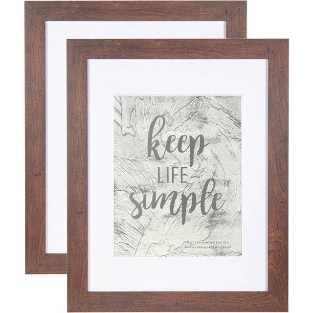 kennethan Picture Frame  Dark Brown  11x14 inches  2 Pcs in 1 Set  Matted  Wall Mount