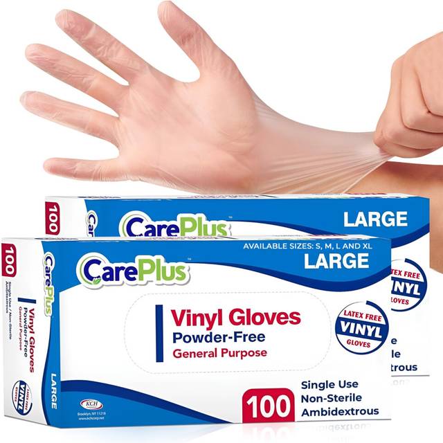 Disposable Plastic Vinyl Clear Gloves (Large  200  Count)