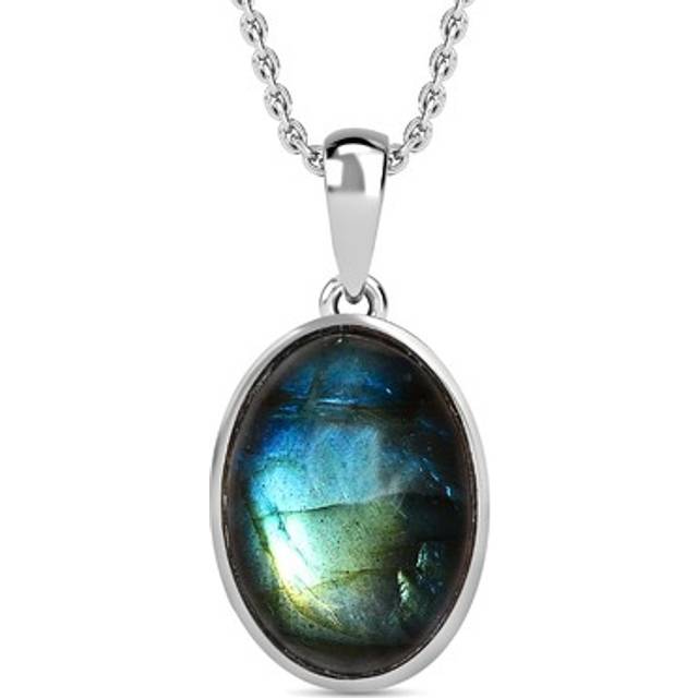 Tjc solitaire labradorite necklace in sterling silver, steel size 20 inches