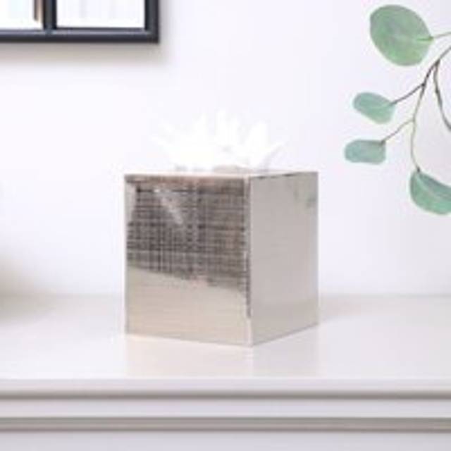 Silver Textured Metal Tissue Box Holder Material: New Products