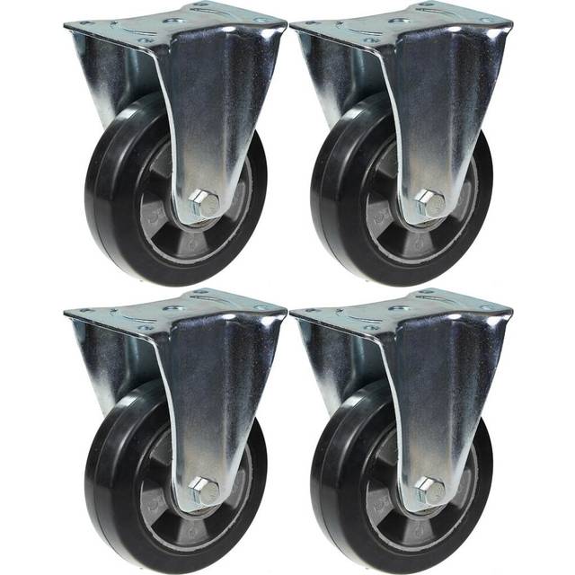 "152mm 6"" castor black rubber fixed strong 1320kg capacity, set of 4"