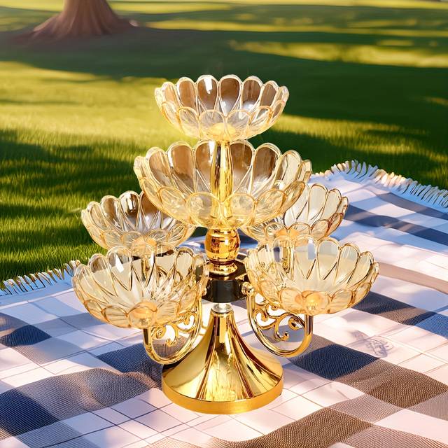 TEMU 1pc Plastic Fruit Tray, Ps Material, Non-food Contact, With Decorative Tiered Design For Home Kitchen, Living Room, Wedding, Banquet, Gift, Birthday