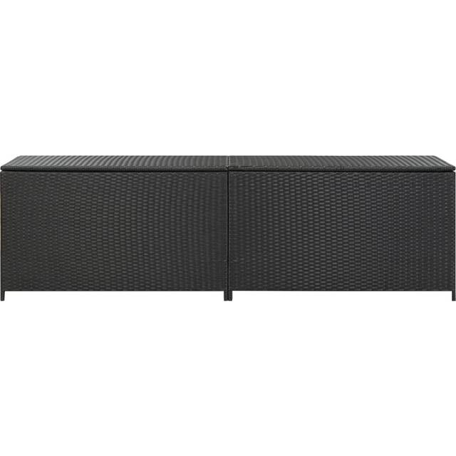 vidaXL Garden Storage Box Poly Rattan 200x50x60 cm Black
