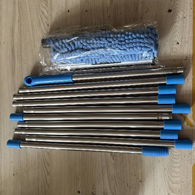 TEMU 2-in-1 Window Cleaning Kit With 10 Extension Rods For Glass Wipe And Scraper, Reusable Microfiber Pad, No Power Required, Machine Washable, Ideal Day Gift