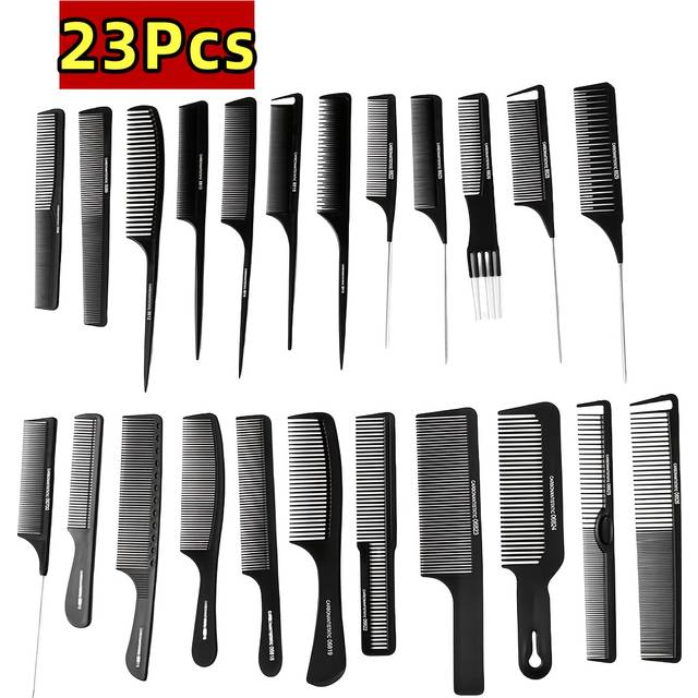TEMU 23pcs Carbon Steel Hair Styling Comb Set For Barbershop Professional Styling Combs Suitable For All Hairstyles And Styles