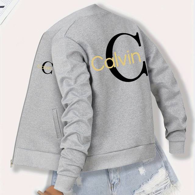 TEMU Women's Casual Jacket With Spring/autumn/winter Print, Collar And Zipper Long Sleeve