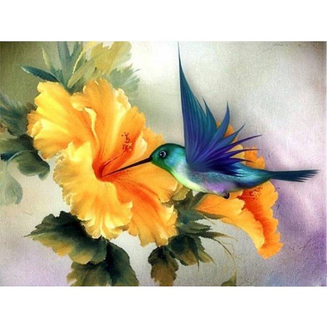 Diamond Painting Small Parrow & Flower 3D Cross Stitch Diamond Embroidery Mosaic Diamonds 30X40CM