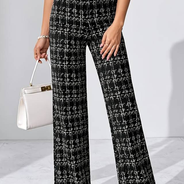 TEMU Women's Casual Black Straight-leg Pants - High Waist, Loose Fit, Lightweight Polyester, Spring/summer/fall, Everyday , Everyday | Relaxed Fit Pants | Lightweight Fabric