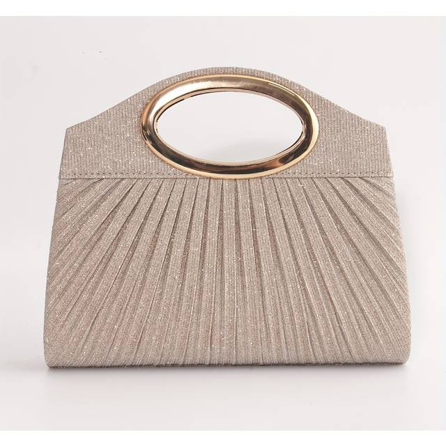 TEMU Women's Elegant Glitter Evening Clutch With Metal Round Ring Handle, Surface Design, Double Magnetic Closure, Crossbody Bag Suitable For Wedding Parties And Dinners