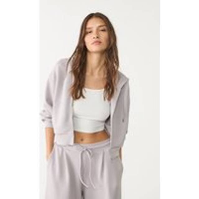 Stradivarius Soft touch hooded jacket Pearl grey S