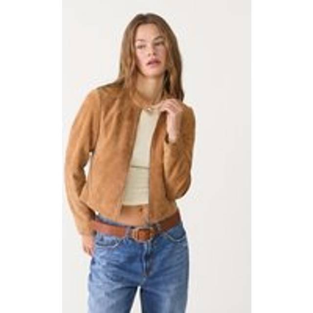 Stradivarius 100% suede leather jacket Pale camel L