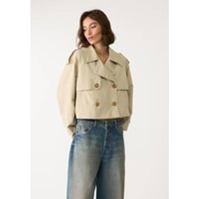 Stradivarius Flowing cropped trench coat Stone L