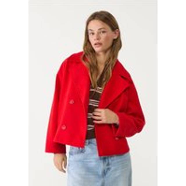 Stradivarius Short double-breasted coat Red L