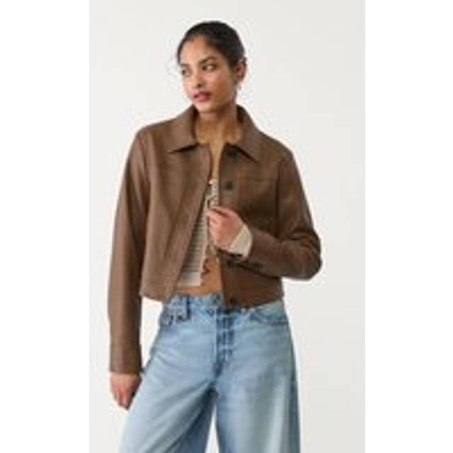 Stradivarius Leather effect buttoned jacket Brown M