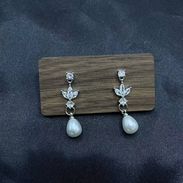 TEMU Luxurious Teardrop Artificial Pearl Earrings With Sparkling Cubic Zirconia - Bohemian Style, Vintage-inspired, Daily & Gift Occasion, Everyday Earrings|vintageinspired Earrings