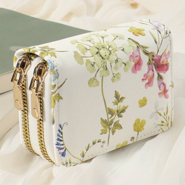 TEMU A New Card Holder Featuring A With Card Compartments, A Stylish Double-layer Zippered Coin Purse, School Dorms And Back-to-school Essentials.