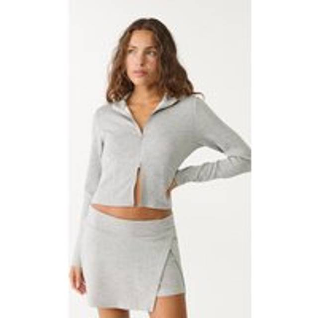 Stradivarius Soft-touch zipped jacket Grey melange S