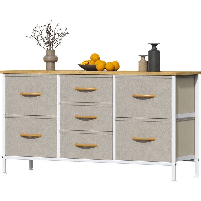 TEMU Chest Of Drawers, Large Dressers With Metal Frame And Mdf Wooden , Adjustable Feet, Anti-tip Safety, Storage Unit With 7 Drawers For Bedroom, Living Room, Closet, Office, Storage Drawer Units