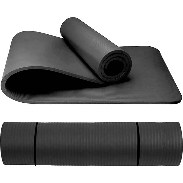 TEMU Yoga Mat Unisex Non-slip Thick Foam Fitness Exercise Mat (10mm) Lightweight Home Gym Workout Equipment For Yoga, Pilates, Stretching, Gymnastics Training & Camping (black)