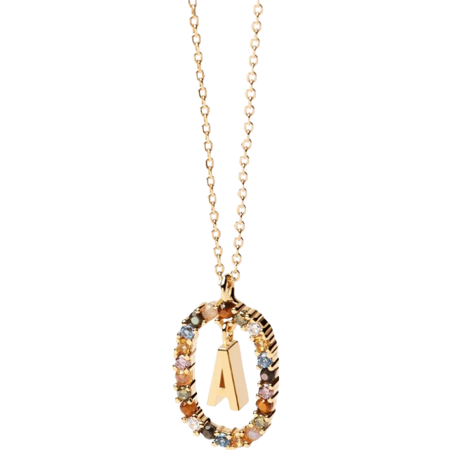PDPAOLA 18ct Gold Plated Gemstones Initial F Pendant